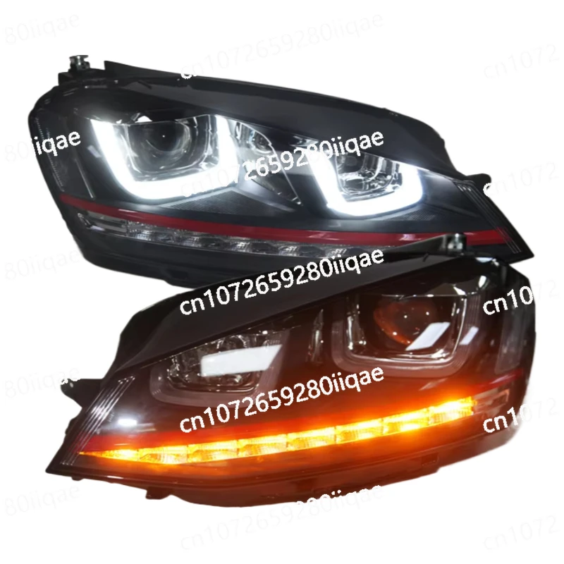 

For Golf 7 2013-2014 Headlight,GTI Style,12V 55w Warm White LED,for Golf 7 2013-2014 Models,Classic Black SY Light