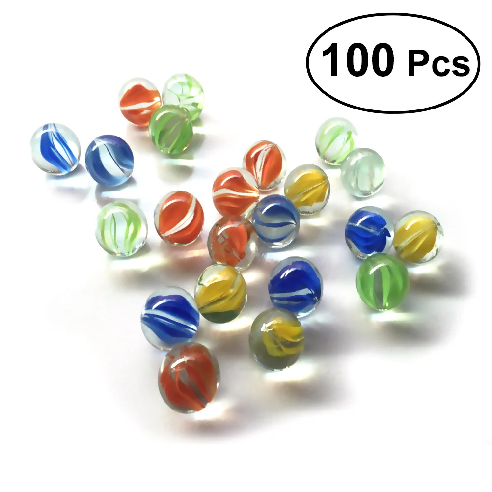 Billes de verre de 16Mm pour enfants, 100 pièces, boules de tir à motifs colorés, lisses, légères, sûres, jeu amusant, jeu intérieur et extérieur