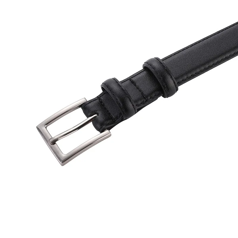高級ヴィンテージスタイルの女性用レザーベルト、エレガントなシルバーピンバックル付き本革ウエストベルト（パンツやジーンズ用）