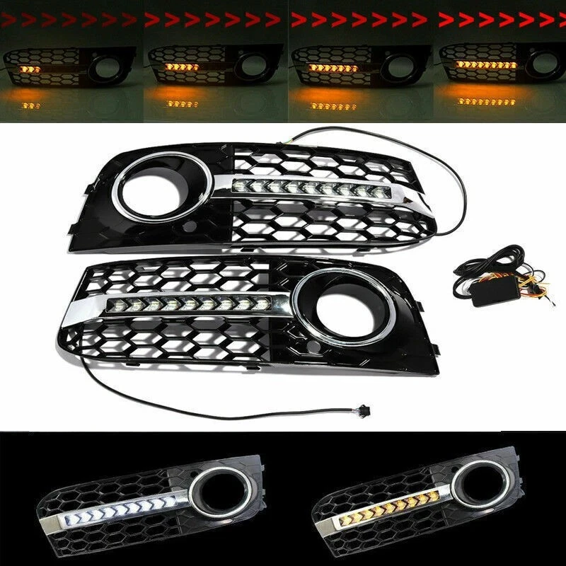 LED DRL Daytime Running Light Daylight Fog Lamp Cover Grille with Turn signal for audis A4 A4L B8 2008 2009 2010 2011 2012