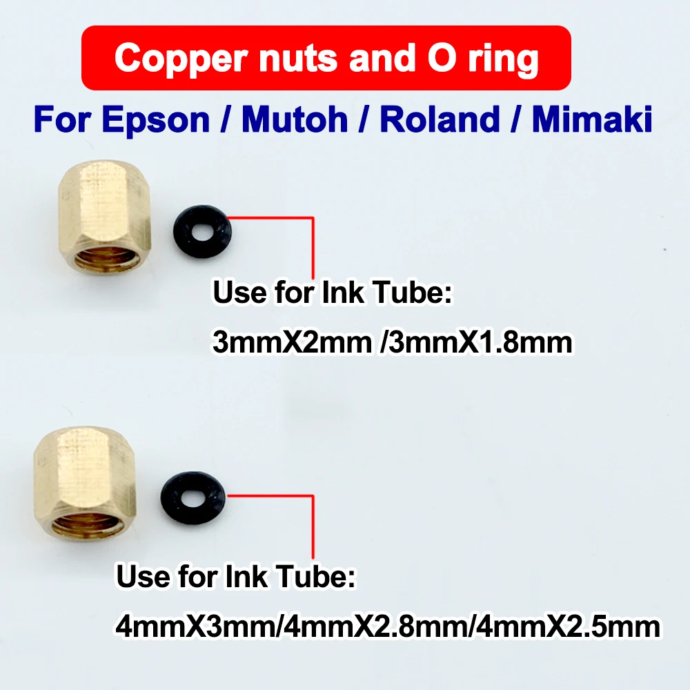 DX4 DX5 DX7 5113 4720 XP600 TX800 i3200 Copper Screw O Ring with 4*3mm 3*2mm Ink Tube For Printhead Ink Damper Connector Adapter