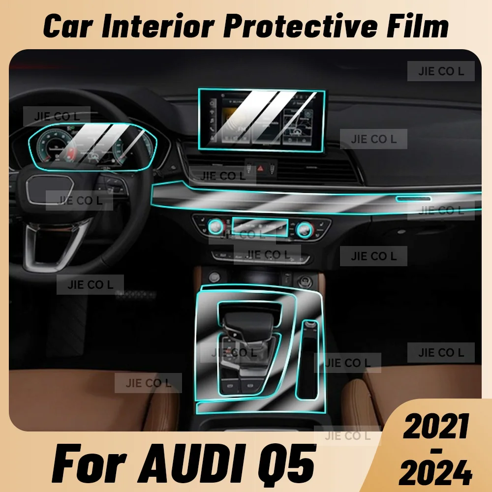 

For AUDI Q5 2021-2024 Anti-scratch Car Interior Transparent TPU Film Center Console Dashboard Navigation Protector Sticker