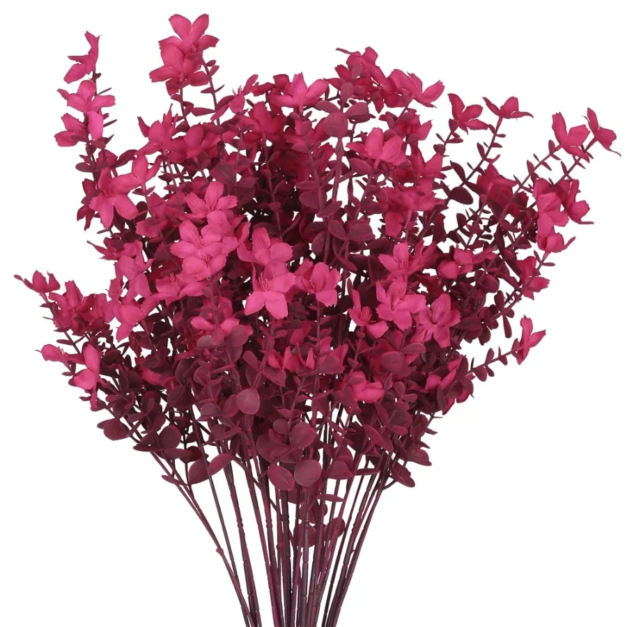 6 paquetes de flores artificiales de jazmín, flores falsas con tallos, color rojo rosa