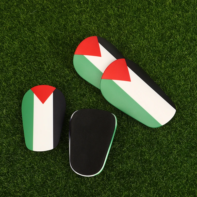 1Pair Palestine Flag Mini Soccer Shin Pads Wear-resistant Shock Absorbing Leg Protector For Kids Adult Football Guard