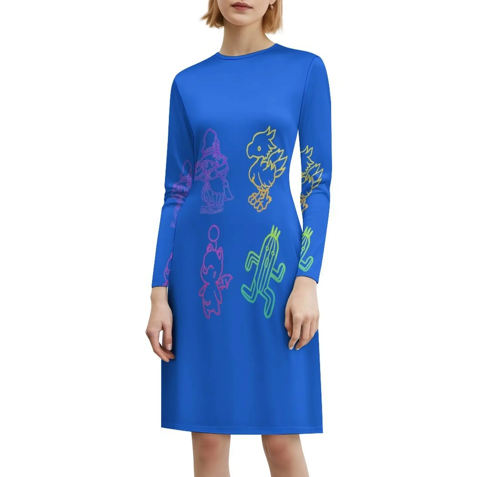 فاينل فانتسي الخطوط العريضة الكلاسيكية تي شيرت البوهيمي بلا أكمام فستان متعدد المطبوعات عطلة الشاطئ فستان الحفلات الخيال النهائي الخطوط العريضة #6