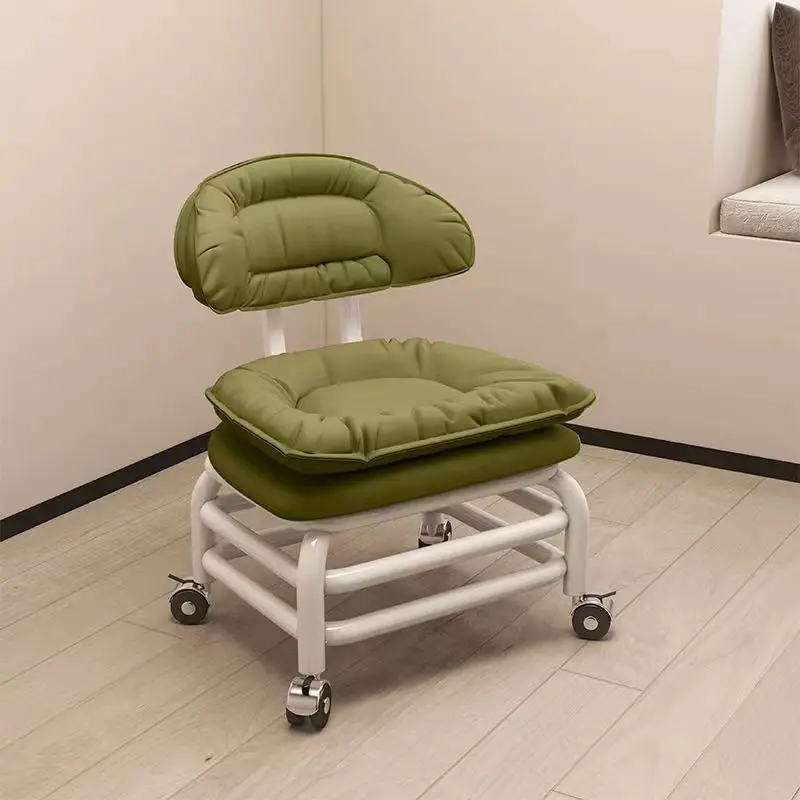 Small Wheels Footrest Metal Backrest Removable Multifunctional Footstool Shoe Changing Stools Modern Ottomans Furnitures