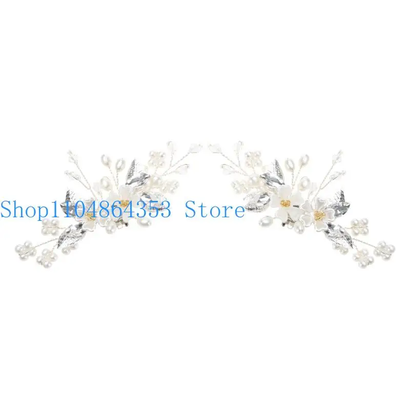 

652F Crystal Shoe Clips Wedding Bridal Shoe Buckles for Pumps Rhinestones Flower Jewelry Wedding Shoes Clips Decorative Shoes