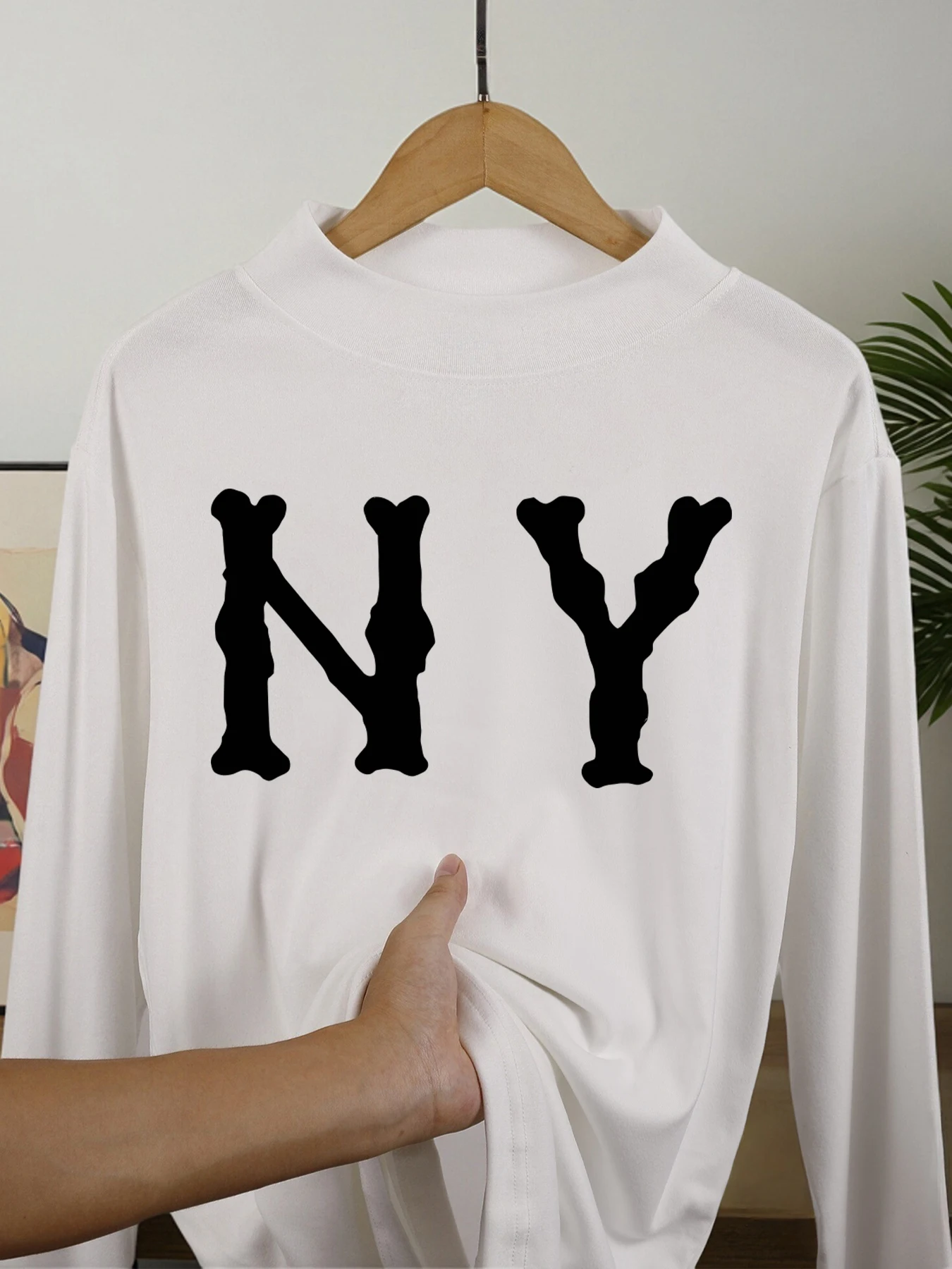 Letter N And Y Print Men'S Lon - Winter Clothing English reseña y precio