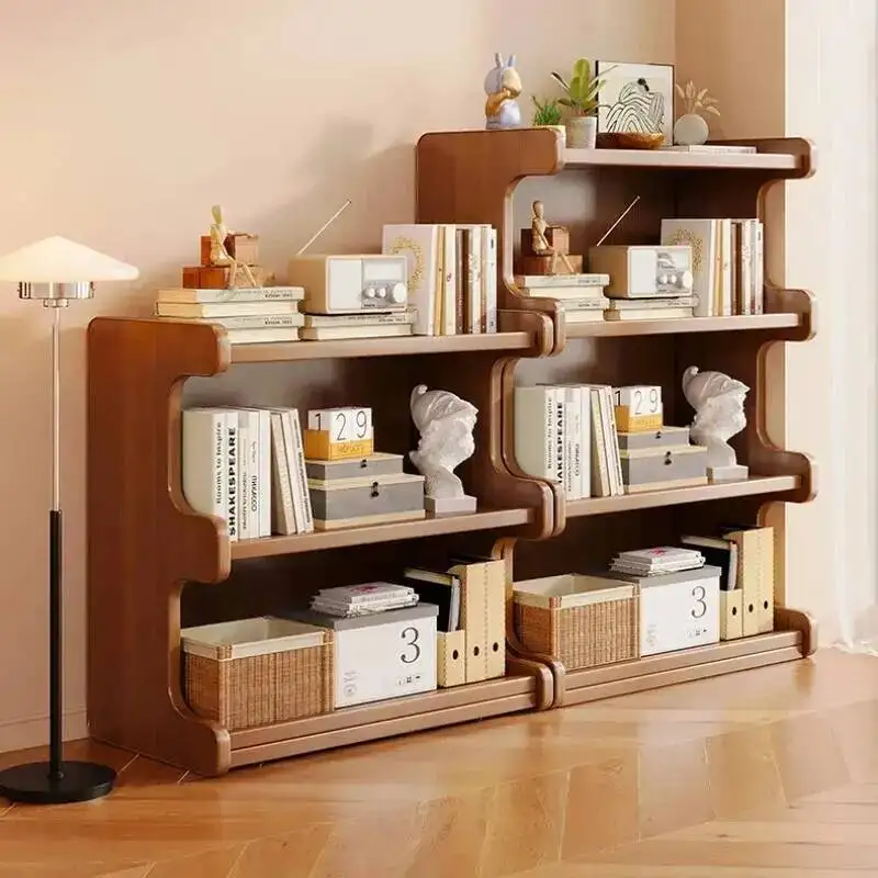 Bookshelf Shelf Floor-to-ceiling bookcase Simple living room locker Integrated wall Multi-layer home storage display cabinet