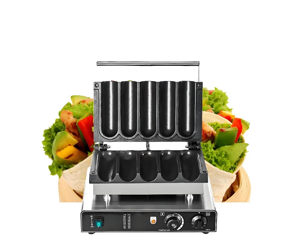 Food tools 220v Electric 5Pcs Meat Chicken Rolls Waffle Maker Chicken Loaf Machine Stainless Steel Mexican Chicken Burrito Machi