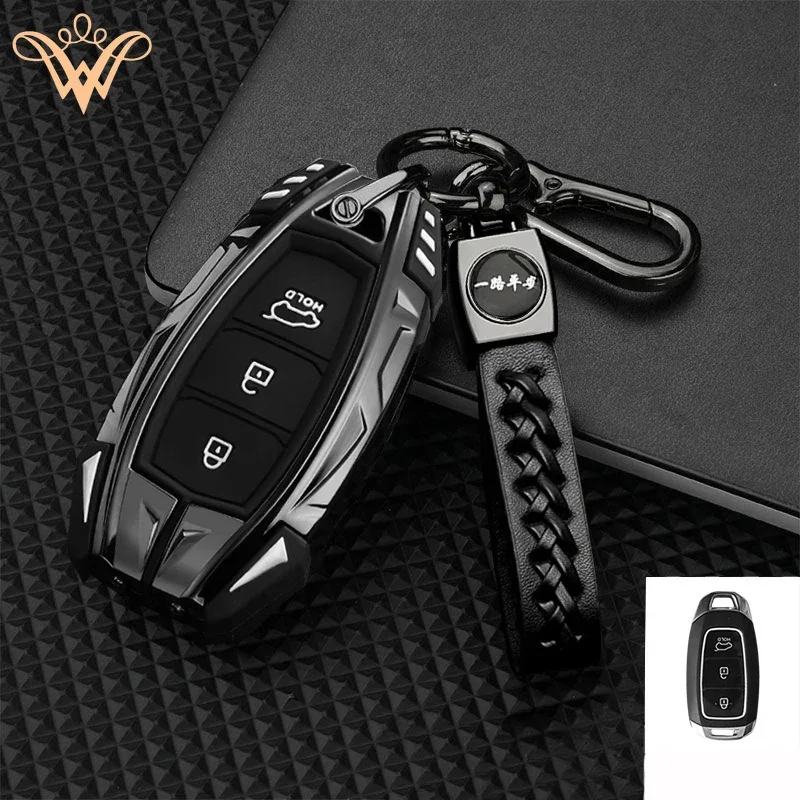 

Zinc Alloy Car Key Case Full Cover Shell Fob For Hyundai Santa I30 IX35 Encino KONA Solaris Azera Grandeur Elantra Accent Fe