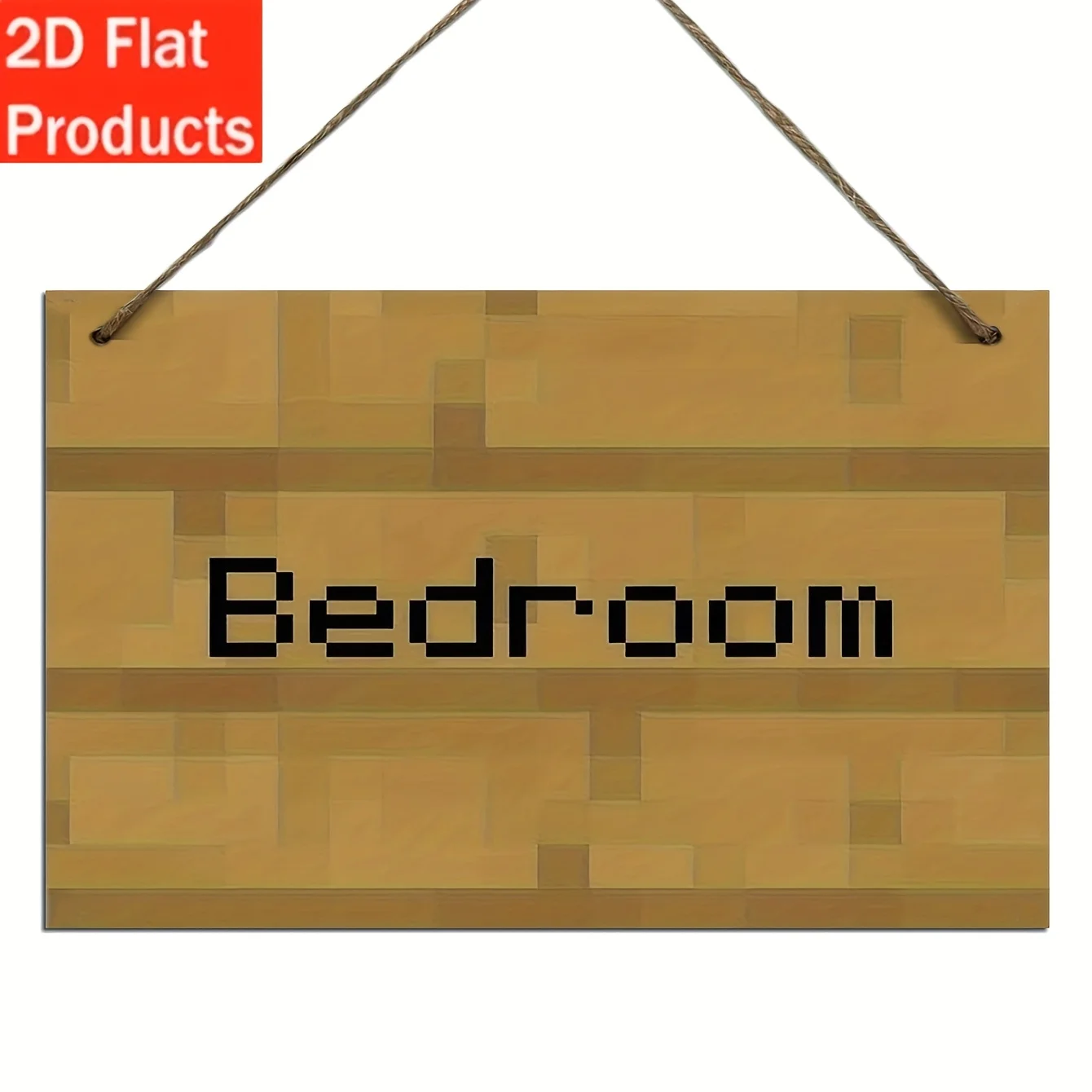 Schlafzimmerlogo mit 2D-Flachpixelkunst – Wanddekoration aus Holz im Retro-Spielstil, geeignet für Heim- und Spielzimmerdekoration