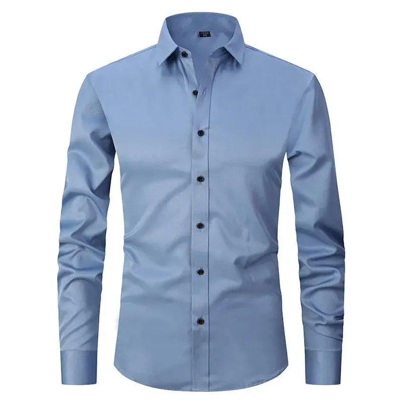 

High Quality Large 6XL Men's Shirt Autumn Winter Social Neck PU Leather Clean Fit Nine Sleeve Deformation Resistant