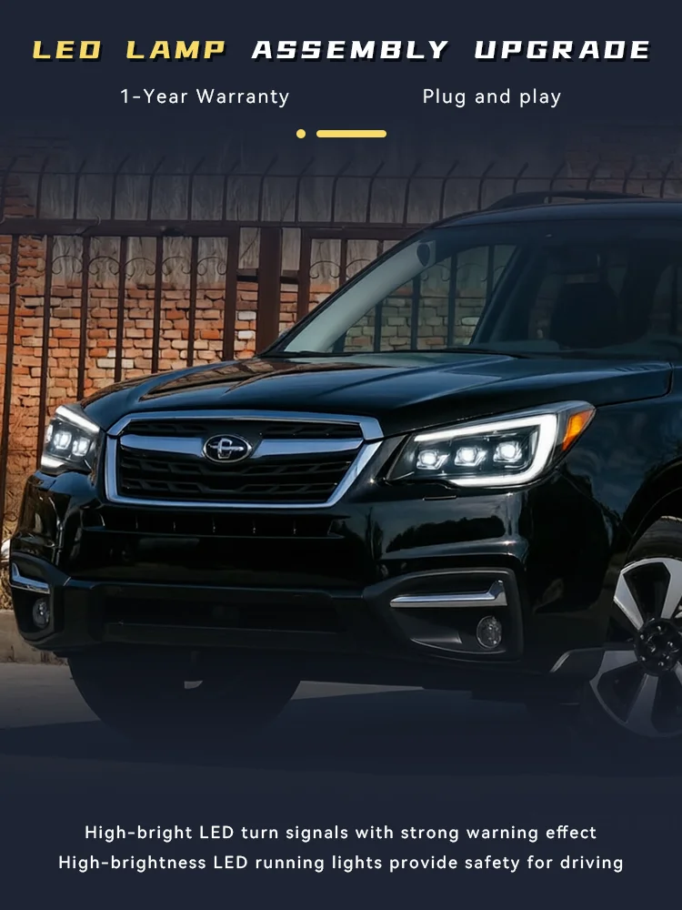 Powerful Headlight for Cars Subaru Forester 2013-2018 Upgrade Front Lamp Projector Lens DRL Full LED Turn Signal Car Accessories