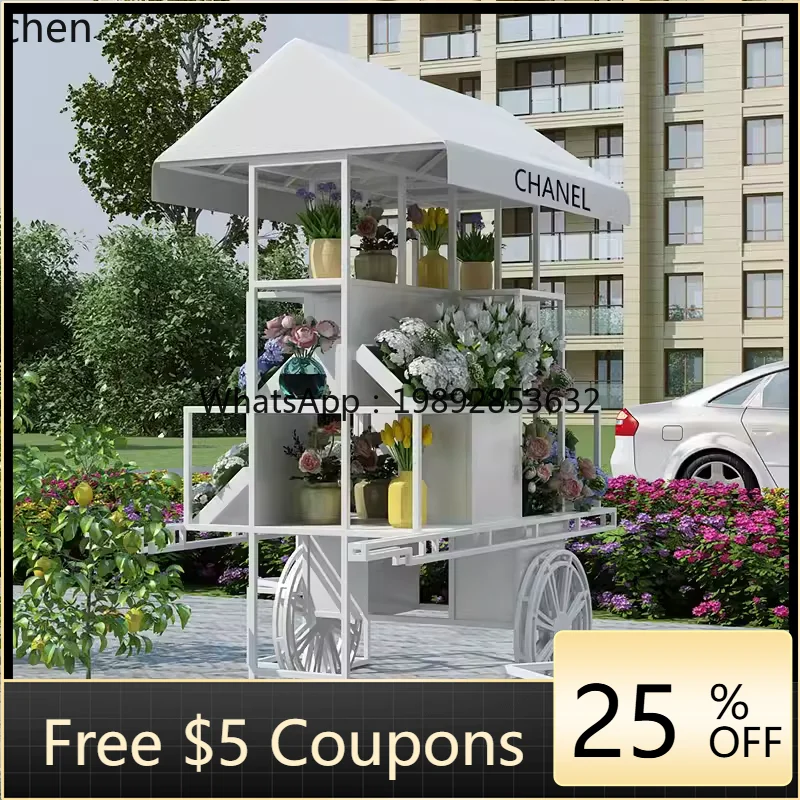 

wrought iron float promotional display stand flower stall car indoor and outdoor flower shop mobile goods flower stand