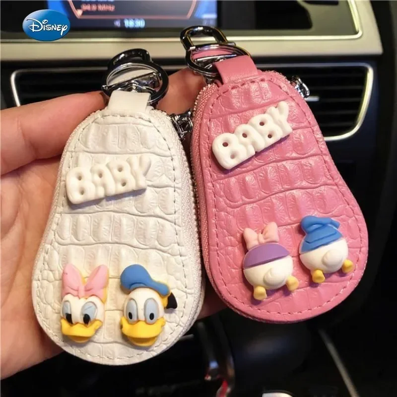 Disney Car Interior Cute Mickey and Minnie Leather Car Key Case Ladies Car Key Cover Universal Car Key Protective Cover