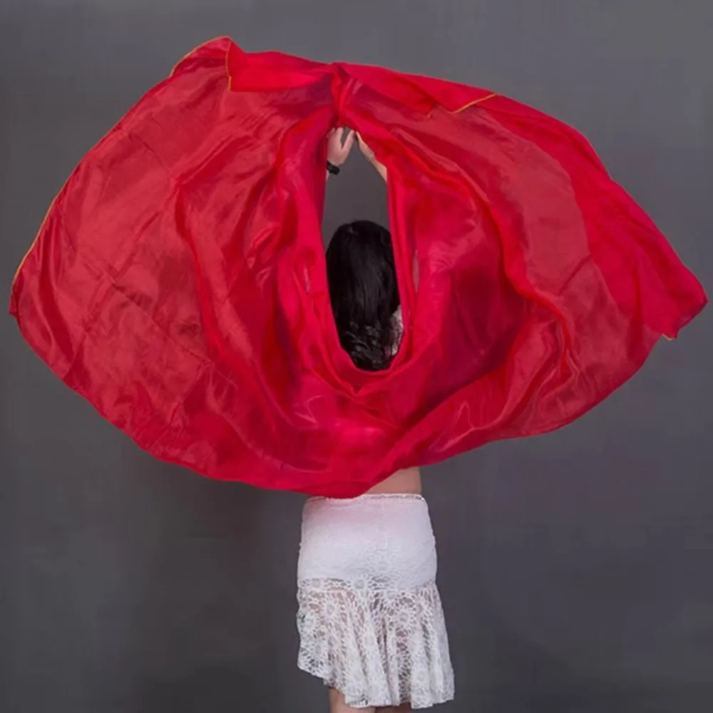 Costumes Accessories 100% Silk Belly Dance Veils Light Texture Gradient Color Latin Belly Dance Shawls 250cmx120cm Women Scarf