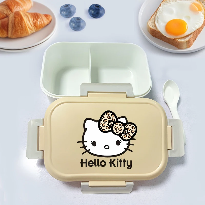 간식 보관 도시락 귀여운 프린트 학생 야외 활동 휴대용 식품 용기 숟가락 포함 만화 패션 간식 보관