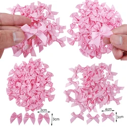 3*4cm Pink Ribbon Bows Small Size Satin Ribbon Bow Flower Craft Decoration DIY Wedding Birthday Party Decoration DIT Making