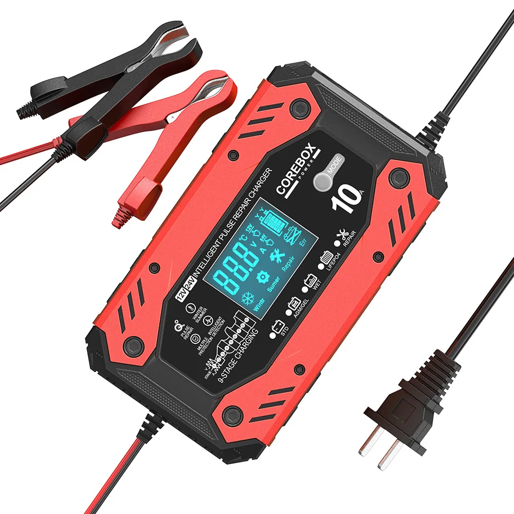 

12V10A 24V 5ACar зарядное устройство сенсорный экран импульсный ремонт цифровой ЖК-дисплей умное быстрое зарядное устройство для автомобиля мотоцикла