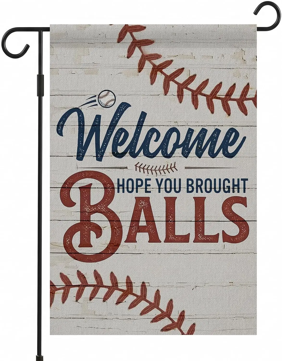 Funny Garden Flag 12x18 Double Sided Welcome Hope You Brought Balls, Extra Thick 2-Layer Burlap Yard Flag, Fade Resistant Ou yyi