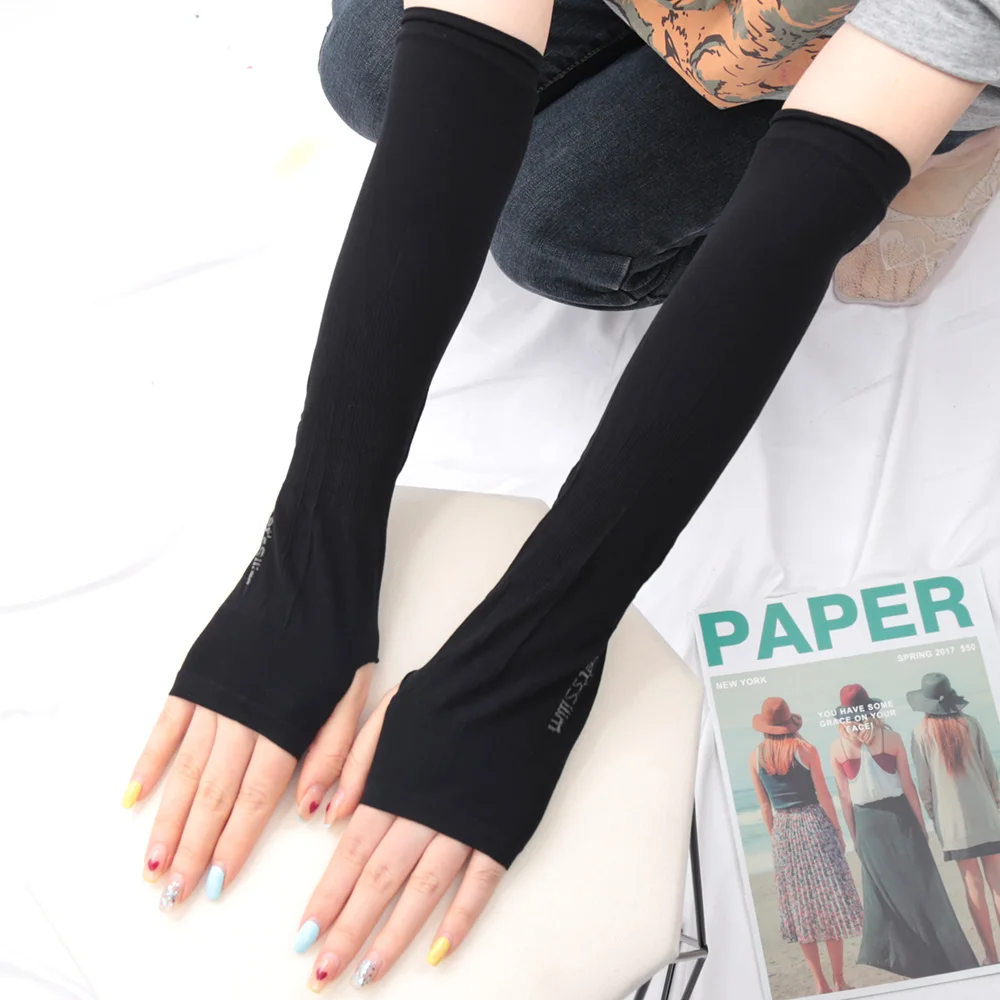 1Pair Cool Arm Sleeves Sunscreen Cuff Mittens Anti-Slip for Men Women Gloves Summer Outdoor Long Riding Uv Sun Protection