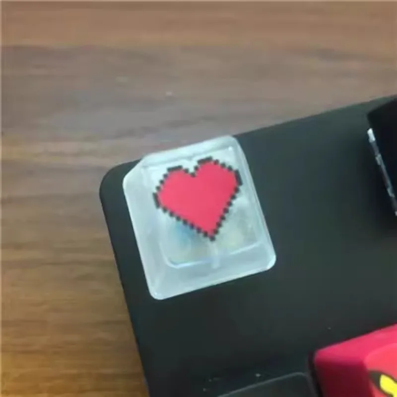 Cartoon Love Square Keycaps Transparent ESC Customized OEM Profile Keycaps dla MX Cross Switch Gaming Mechanical Keyboard Gifts