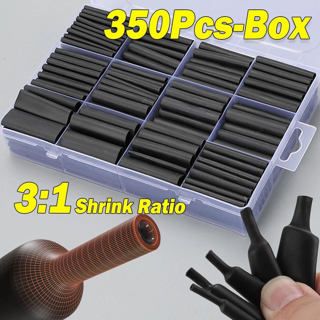 3:1 Ratio Black Heat Shrink Tubing Kit  Adhesive Lined Wire Shrink Wrap Tube Industrial Wire Connector Cable Sleeves Protecter