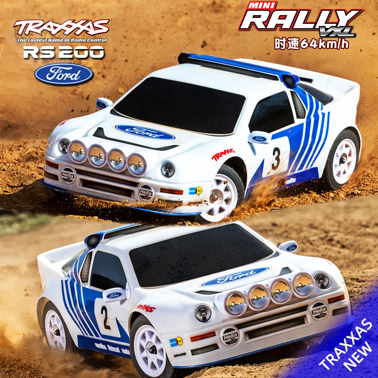 Traxxas Mini Rally RS200 4WD Electric RC Rally Car Realistic Scale Model Ready To Run RTR Vehicle #108046-1 for Hobby Users