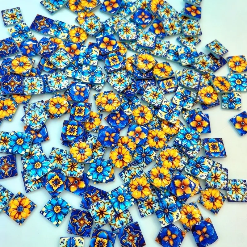 150g DIY Glass Mosaic Decorative Pieces 3D Beautiful Mosaic Tiles in Various Colors And Patterns for Home Decor And Handcrafts
