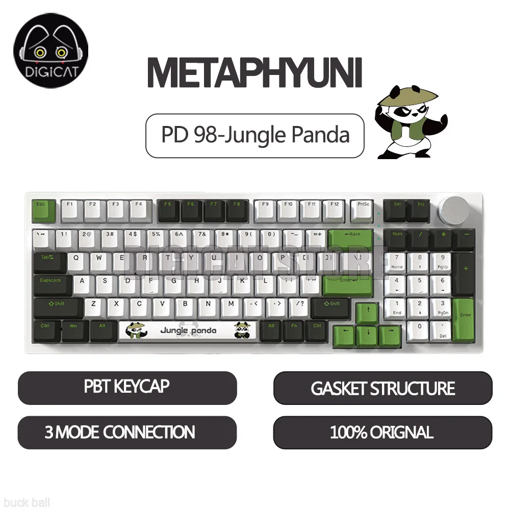 

Metaphyuni PD98 Jungle Panda Mechanical Keyboard 3Mode 2.4G/ USB/Bluetooth Wireless Keyboard PBT Keycap RGB Gaming Keyboard Gift