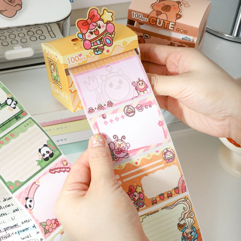 1Set/100pcs boxed sticky notes students with full adhesive index label stickers memo pad earable Note Strips for Correction
