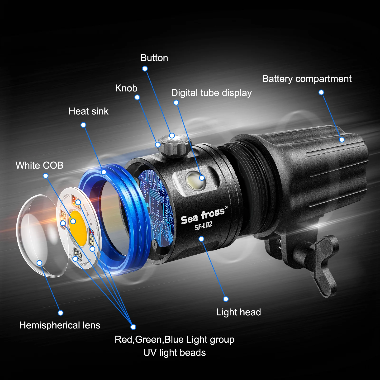 5000LM Professional Scuba Diving Flashlight Underwater Diving Strobe Light 100m Waterproof LED Photography Video Light