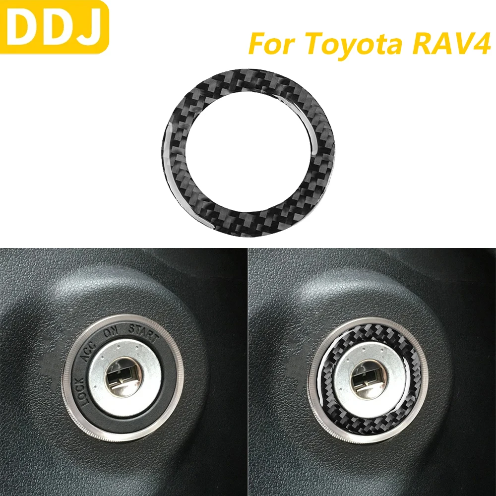 For Toyota RAV4 2016 2017 Carbon Fiber Key-activated Ignition Switch Panel Cover Decorative Car Accessories Decoration Sticker