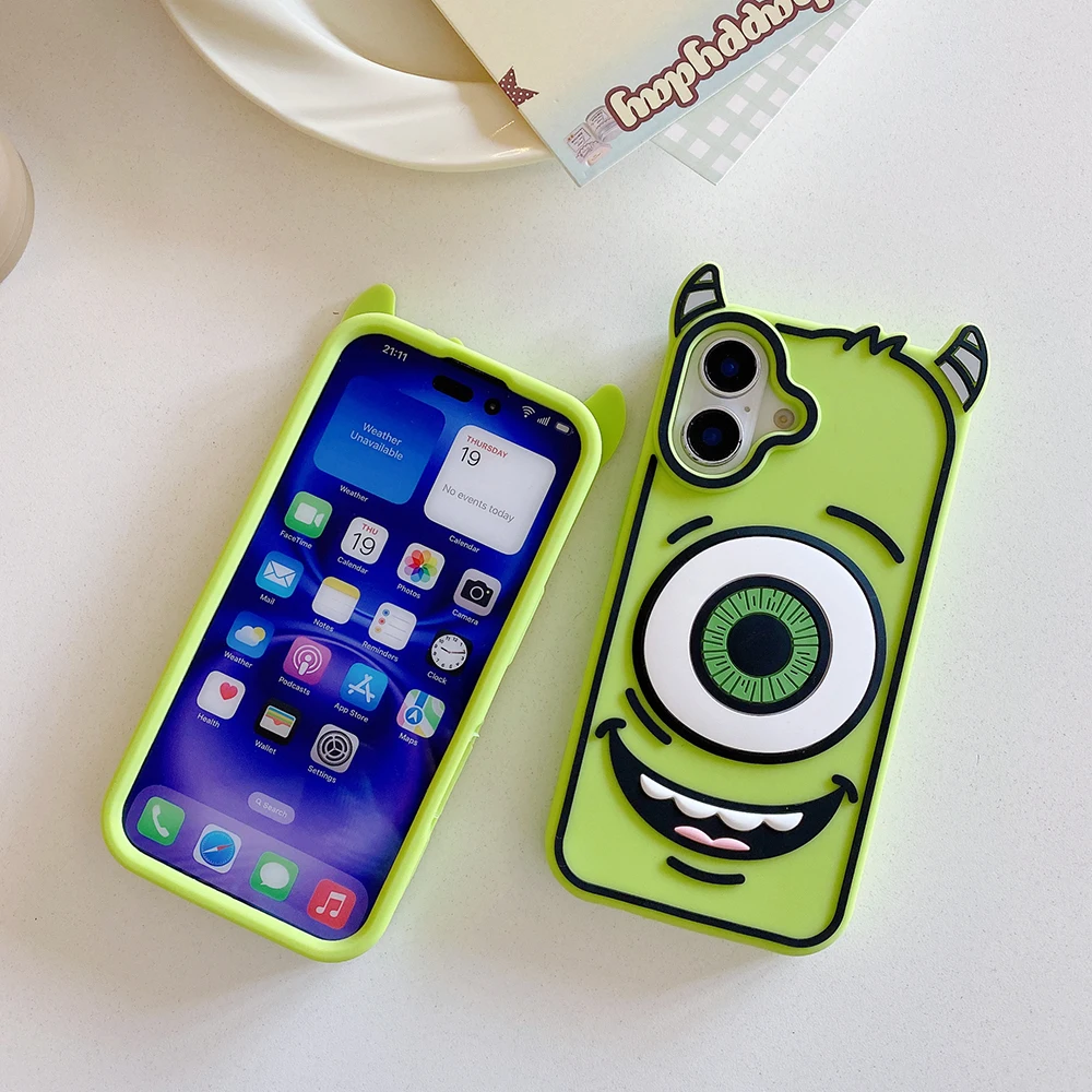 Lustige Monster Weiche Silikon-Handyhülle für iPhone 16 15 Pro Max 14 13 12 Pro Max 11, niedliche 3D-Cartoon-stoßfeste Rückseite – Detail 7