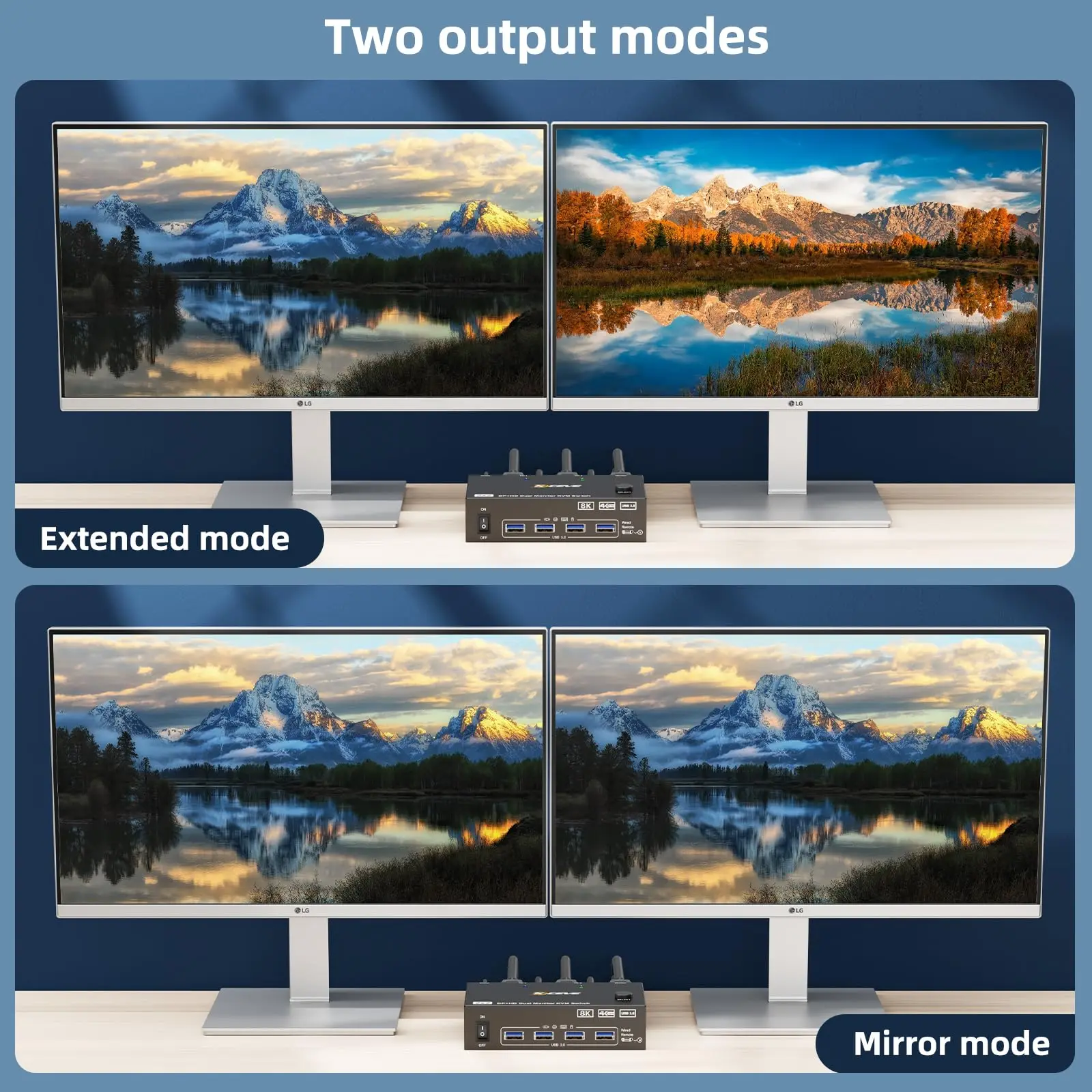 KCEVE-Commutateur KVM avec 4 ports USB 144, HDMI + Displayport, moniteur pour touristes, 2 moniteurs, 2/3 K à 60Hz, 4K à 3.0Hz