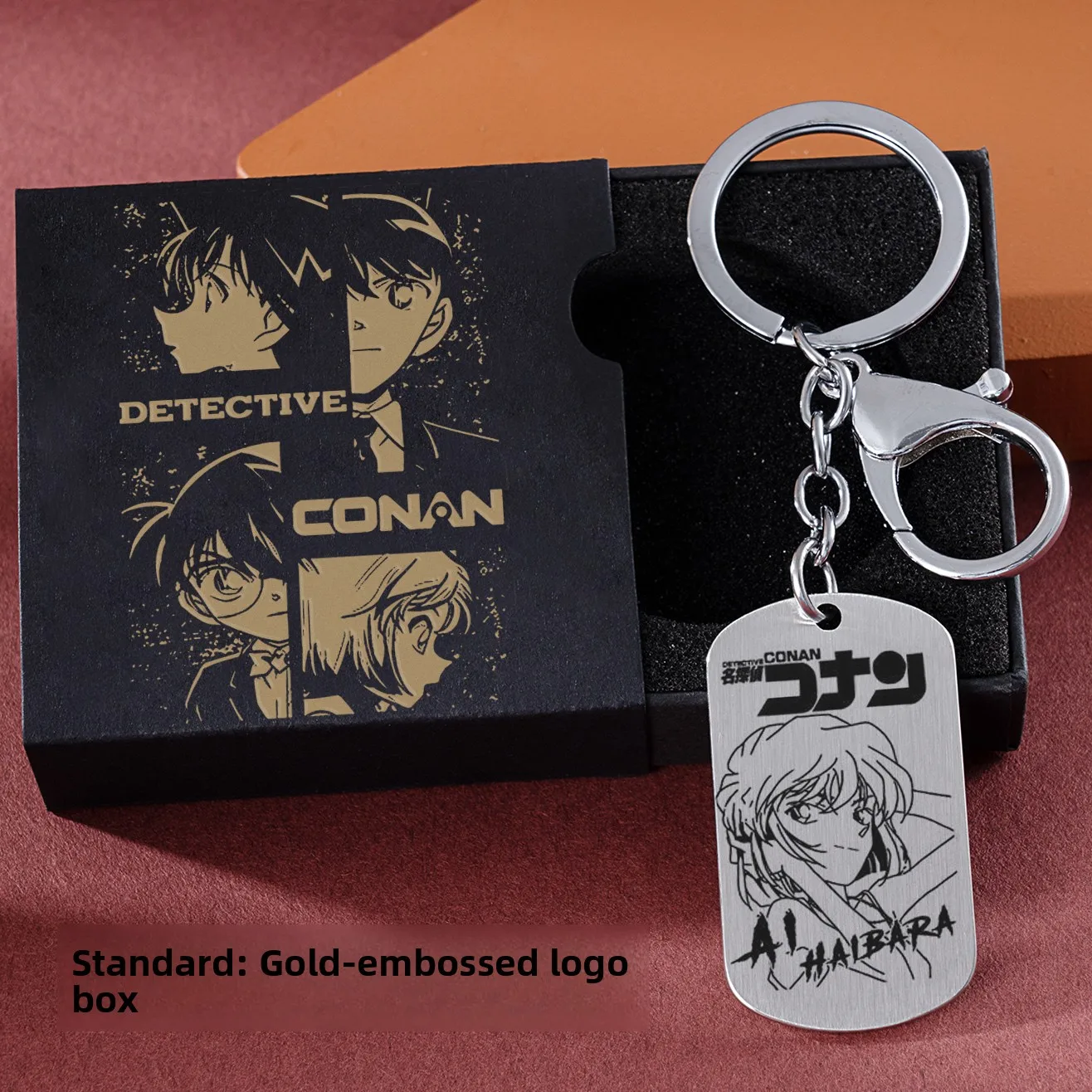 سلسلة مفاتيح معدنية لشخصية المحقق كونان غراي موري شينيتشي، هدية إبداعية، قلادات من الفولاذ المقاوم للصدأ منقوشة، إكسسوارات مف...