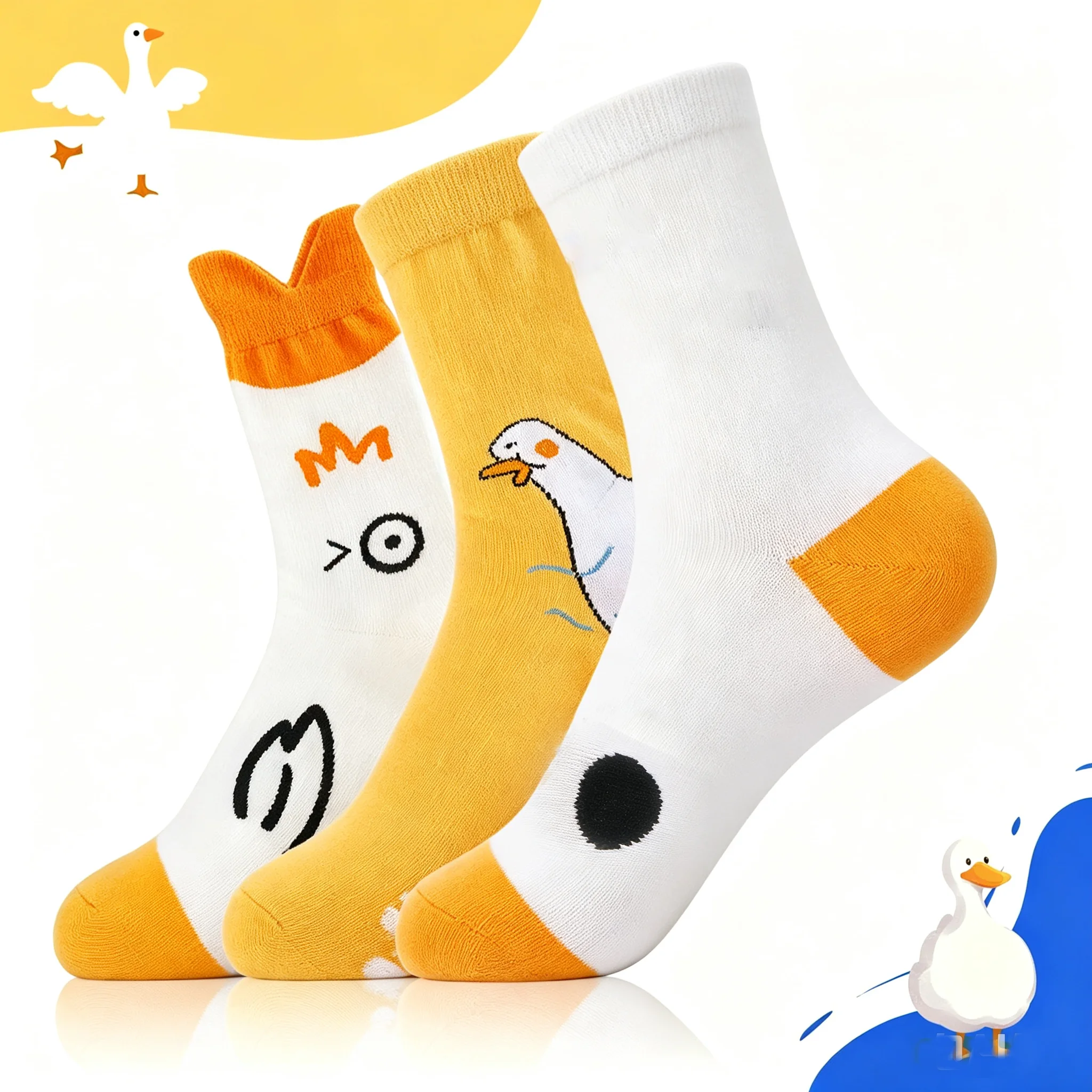 Unisex Funny Goose Head Socks Silly Animal Novelty Crew Socks for Women Men Cotton Blend Animal  Print Casual Sport Sock 35-40
