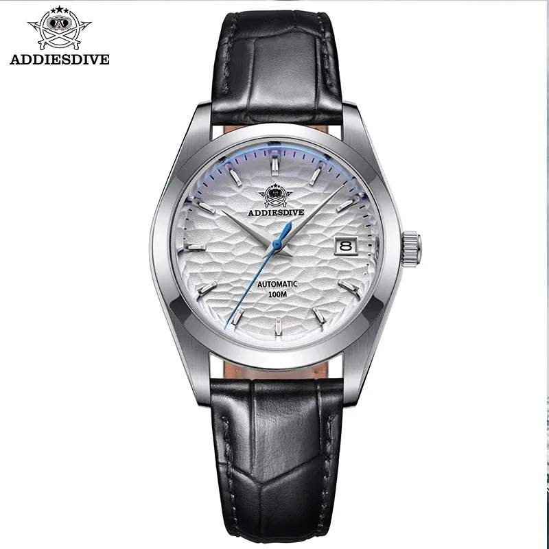 

ADDIESDIVE 39mm Business NH35 Sapphire Automatic Watch AD2118 Leather Strap Men Mechanical Watches 100m Diving Relogio Masculino