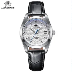 ADDIESDIVE 39mm Business NH35 Sapphire Automatic Watch AD2118 Leather Strap Men Mechanical Watches 100m Diving Relogio Masculino