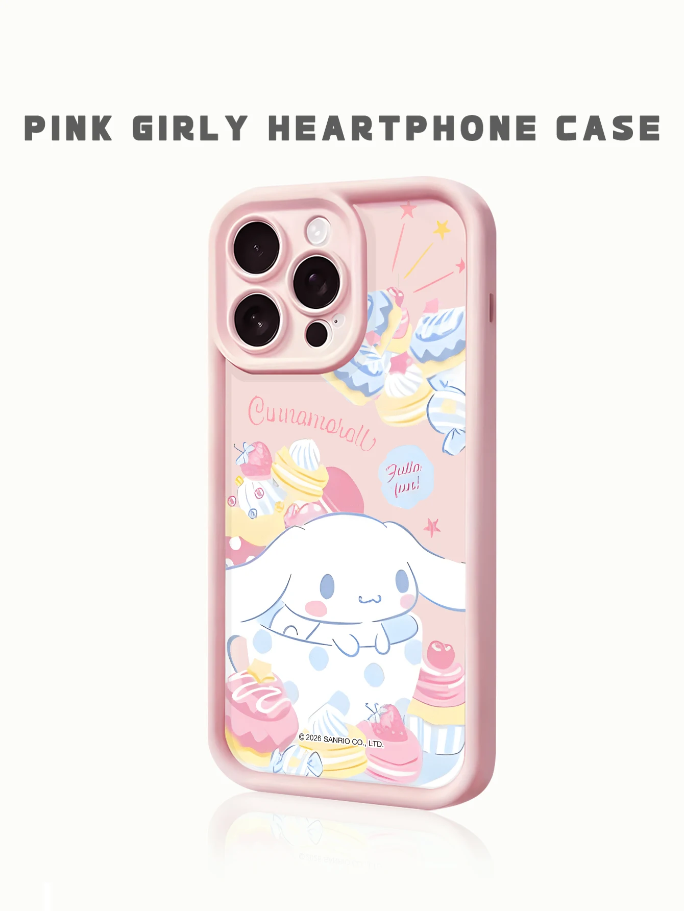 

Licensed Sanrio Cinnamoroll Pink Girly Phone Case - Kawaii Dessert Print Shockproof Cover for iPhone