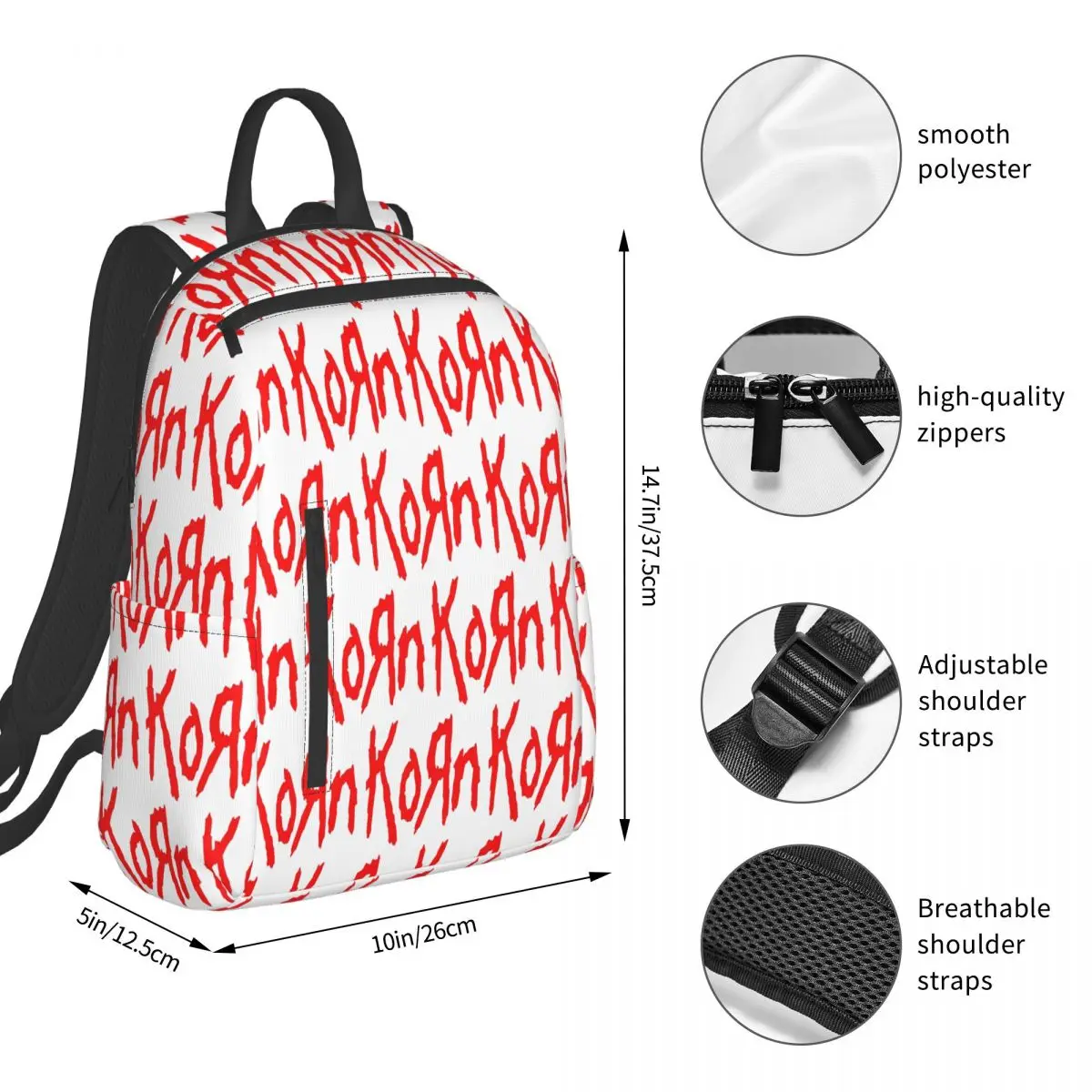 Music Rock Korn Band Backpack Student BookBag Children School Bag Computer Shoulder Bags Boys Girls