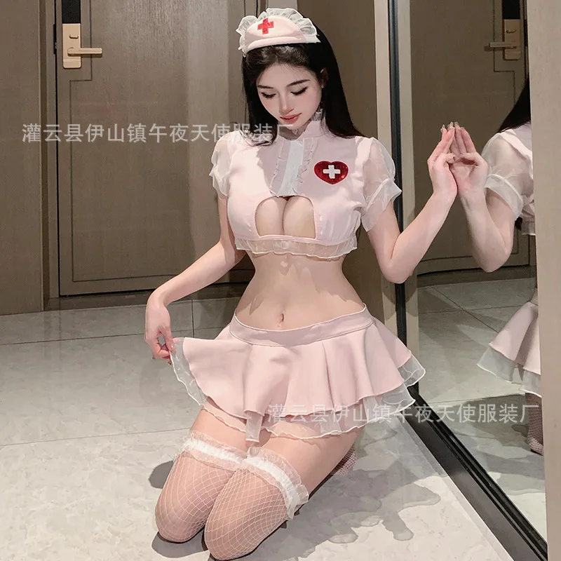 

Fun lingerie, sexy nurse uniform, role-playing, hollowed out uniform, seductive women, no need to take off passion, pure desire