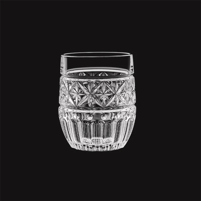 315ml Vintage Drinking Utensils Whiskey Brandy Beer Cups Creative Carved Wine Glass Heat Resistant Transparent Tea Cup Drinkware