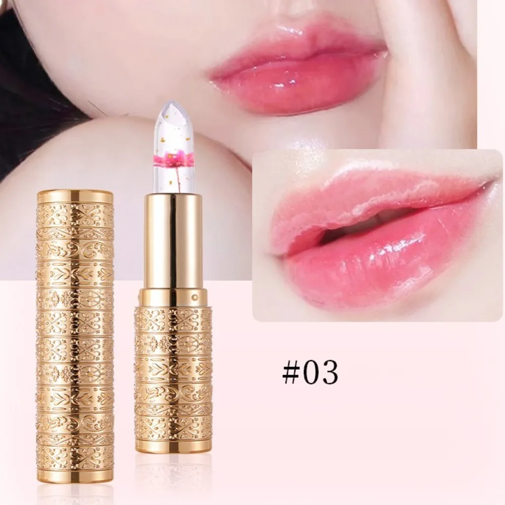 เปลี่ยนสีคริสตัลดอกไม้เยลลี่ลิปสติกอุณหภูมิเปลี่ยน Long Lasting Flower Lip Balm CLEAR เปลี่ยนสีแดง Matte Lip GLOSS