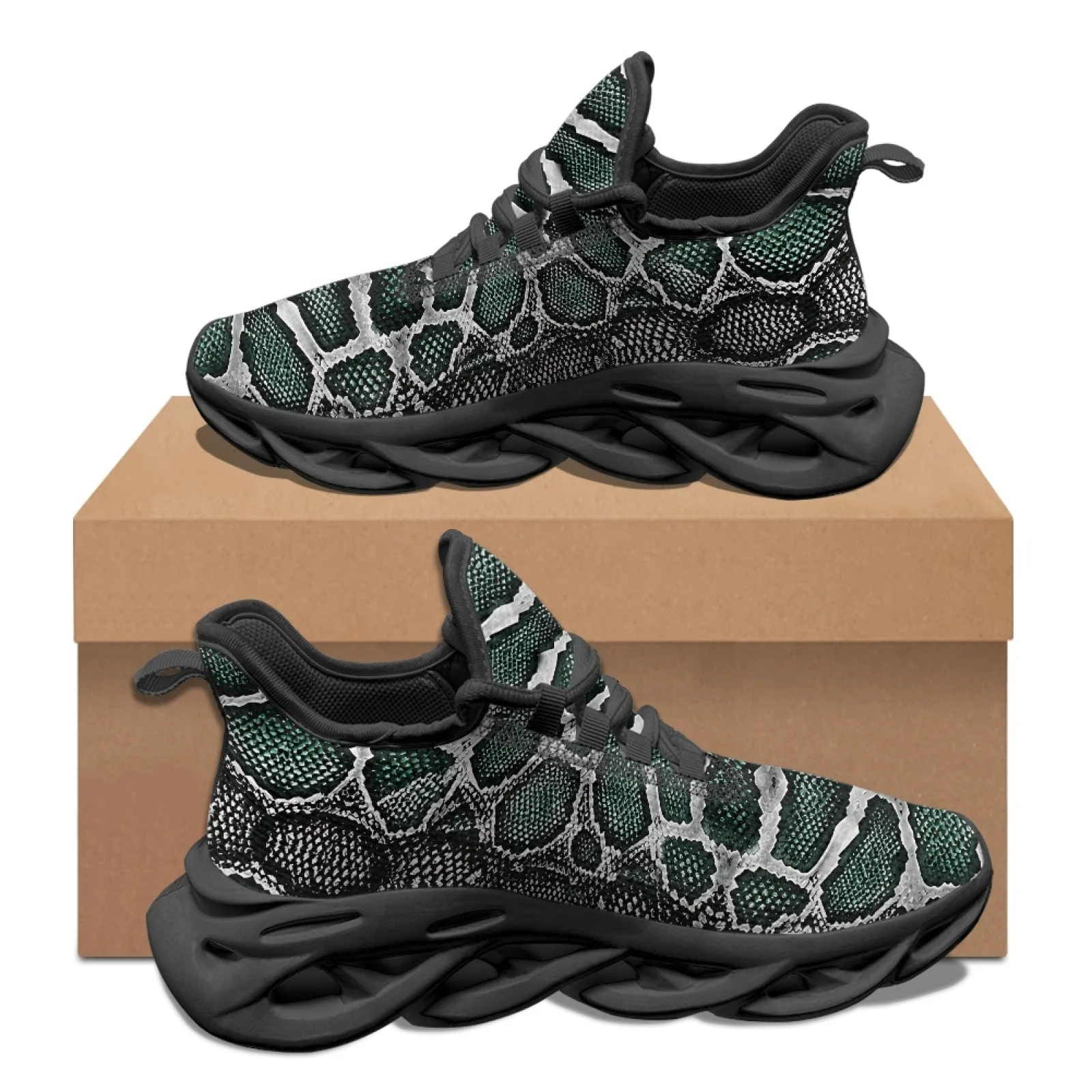 PENSTROLL Snake Skin Print Blade Sneakers Mesh & EVA, Breathable Non Slip Athletic Sneakers for Men's Sports and Work