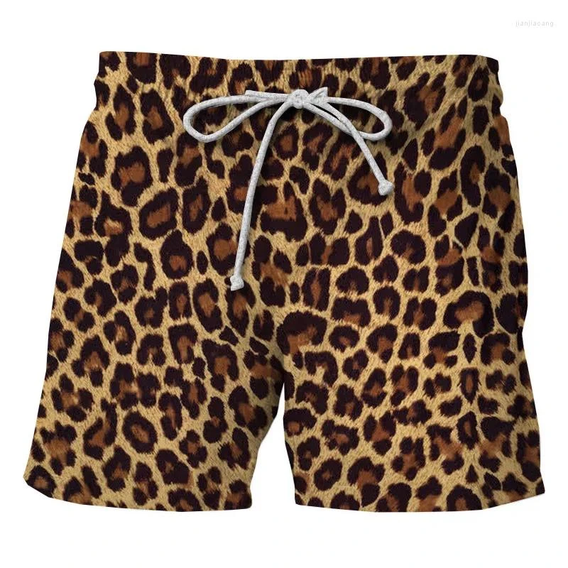Pantalones cortos con estampado de leopardo 3D para hombre, Shorts de secado rápido, informales, para playa, natación, Surf, moda de verano