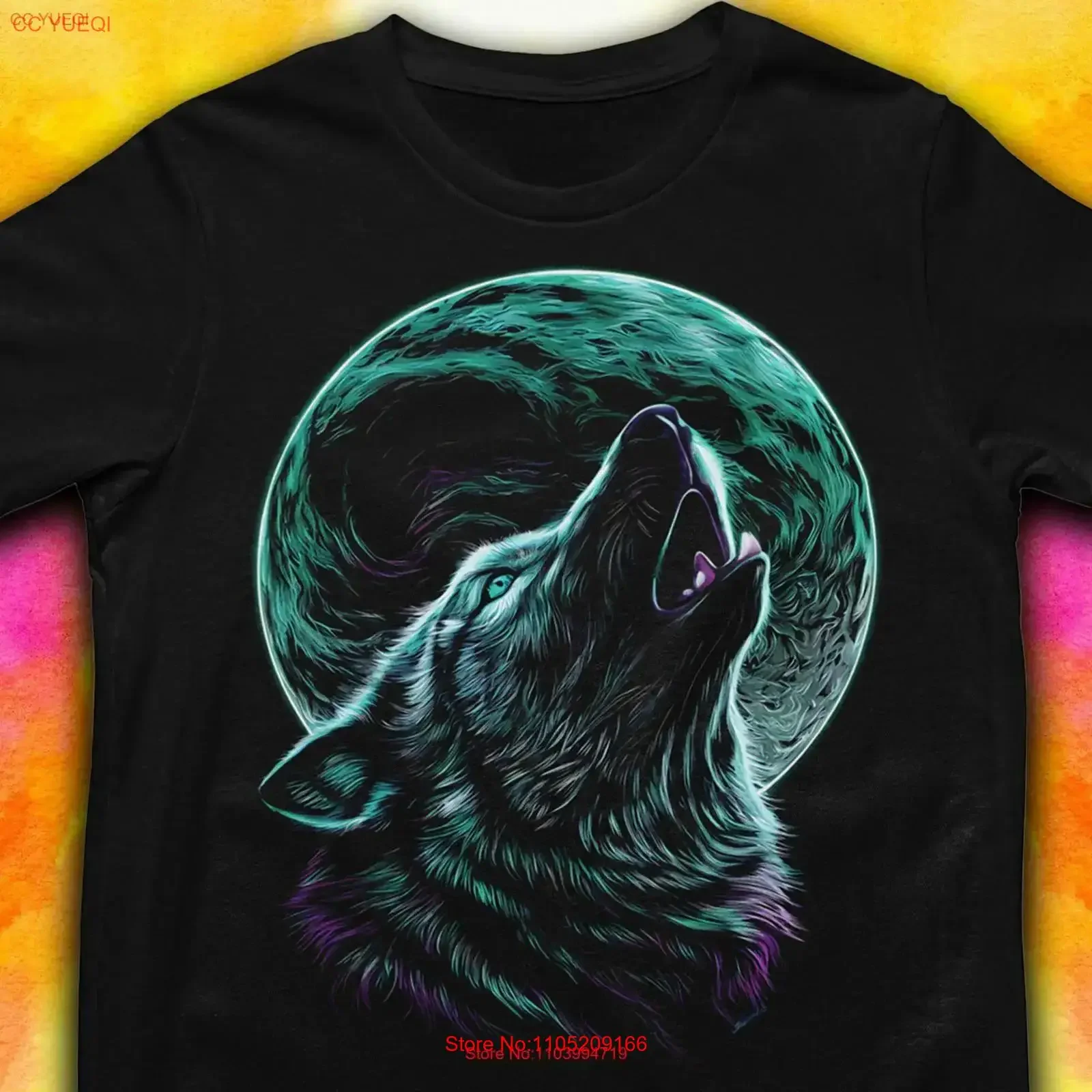

Neon Moon T Shirt Moonlight Howl Glow Howling Wolf Night Design vintage Washed Breathable Casual Versatile Comfortable graphic