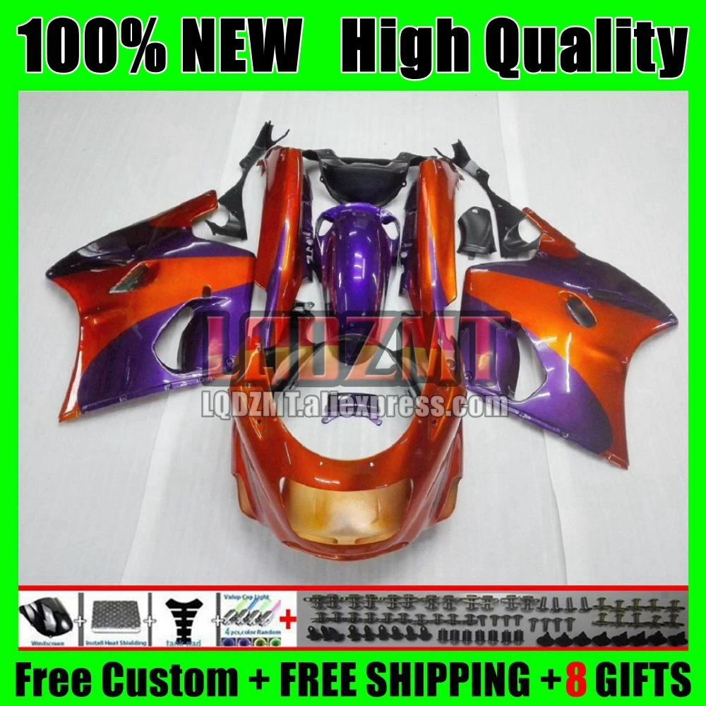 Body For KAWASAKI NINJA ZX-11R ZZR 1100 ZZR1100 ZX11R Orange purple 90 91 92 64No.3 ZX11 ZZR-1100 ZX 11R 1990 1991 1992 Fairing