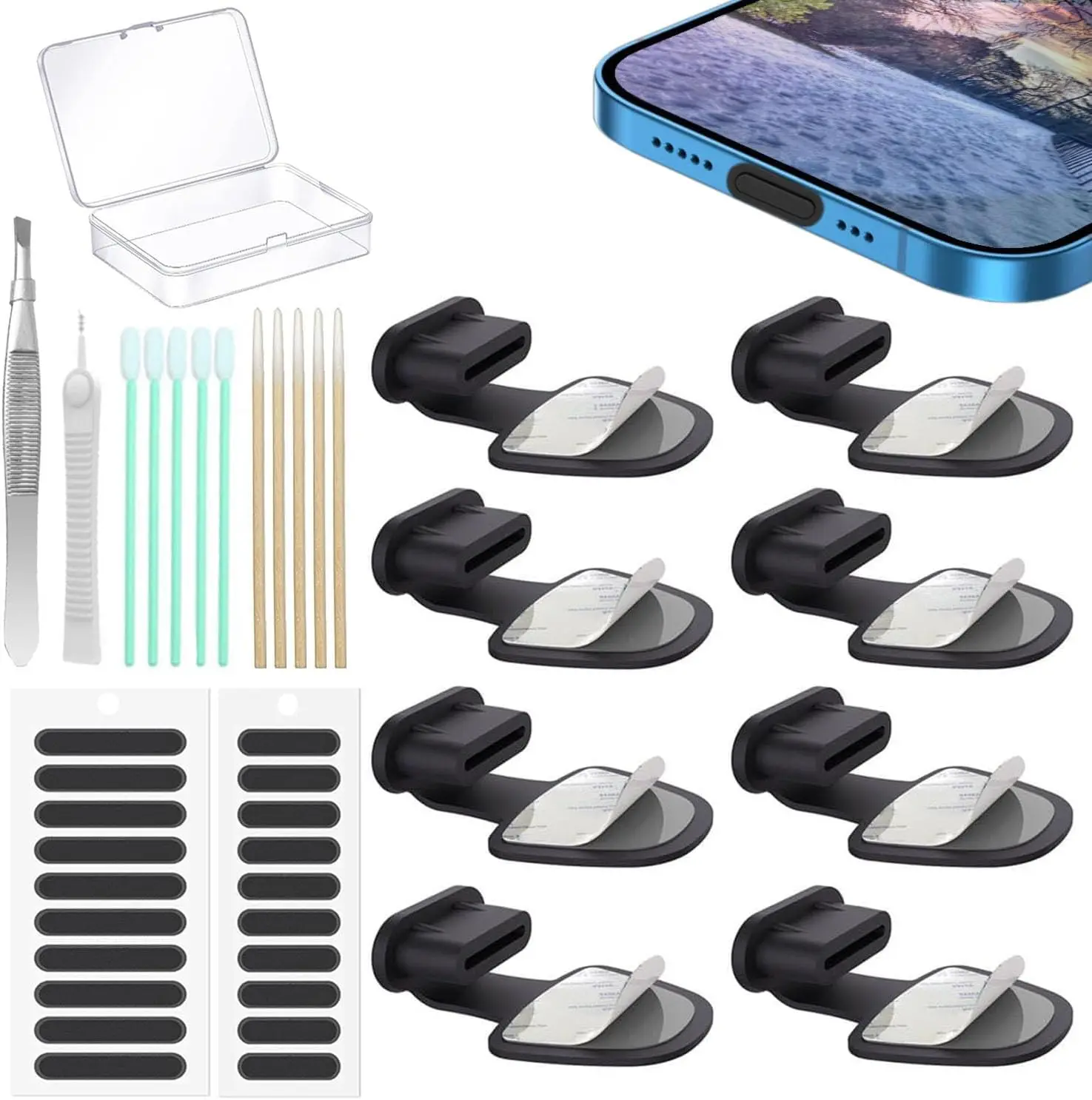 

8PCS USB C Anti Dust Plugs Cover with Speaker Mesh Kit